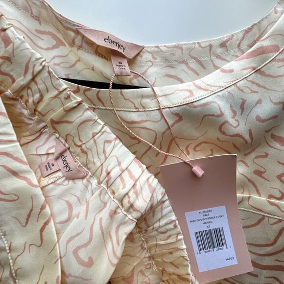 Eberjey New $258 Inez Washable Silk Short Sleeve Shorts Two Piece Set XS Marrc - Picture 4 of 11